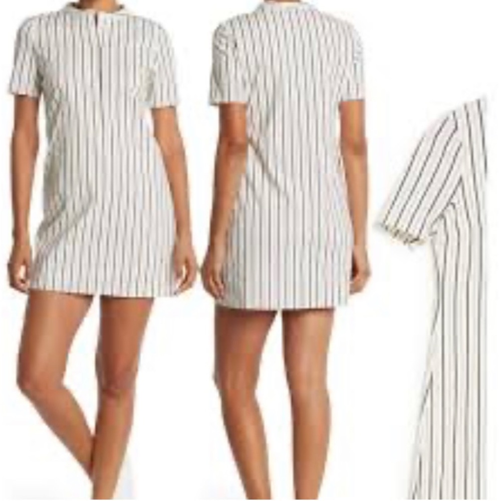 THEORY Short Sleeve Trapeze Dress in Ivory Multi 60% Cotton Size M NWOT